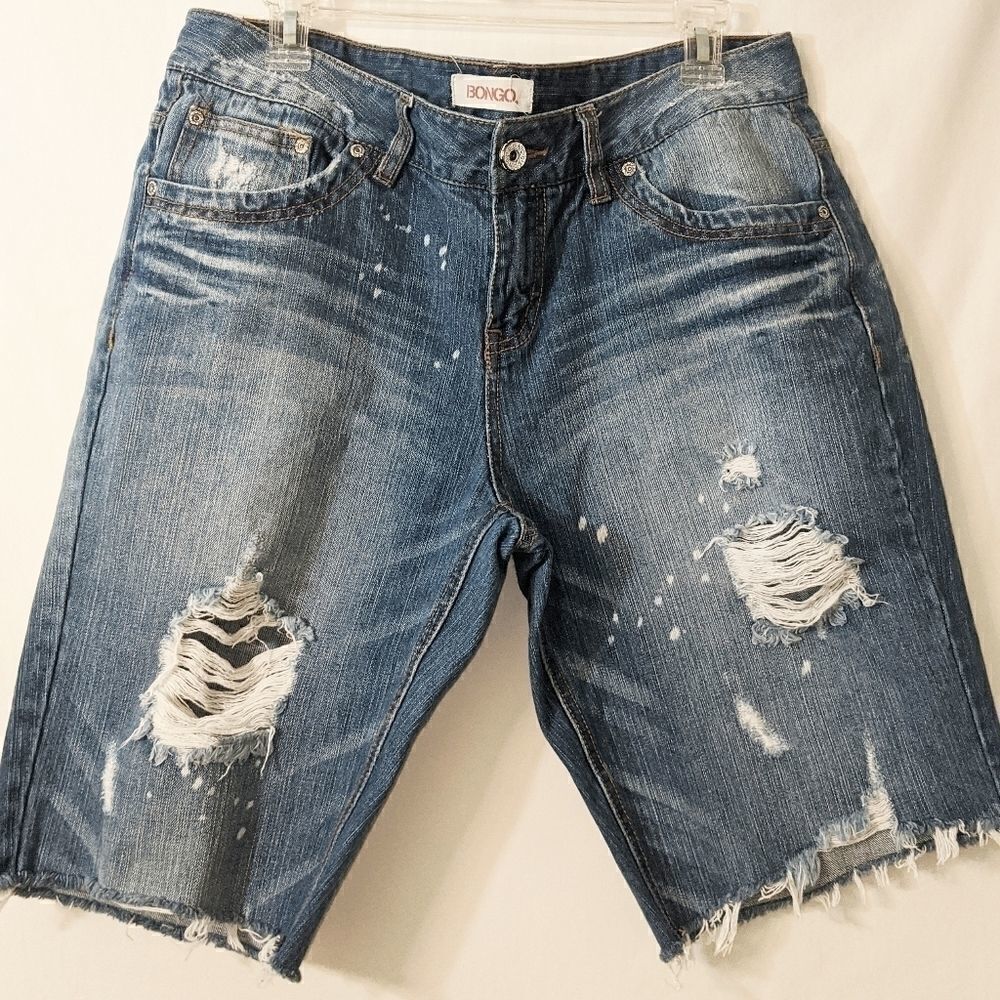 Bongo Distressed Destroyed Denim Bermuda S…‎